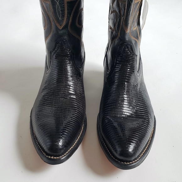 Exotic Leather Dark Brown Cowboy Boots. New - Picture 3 of 12